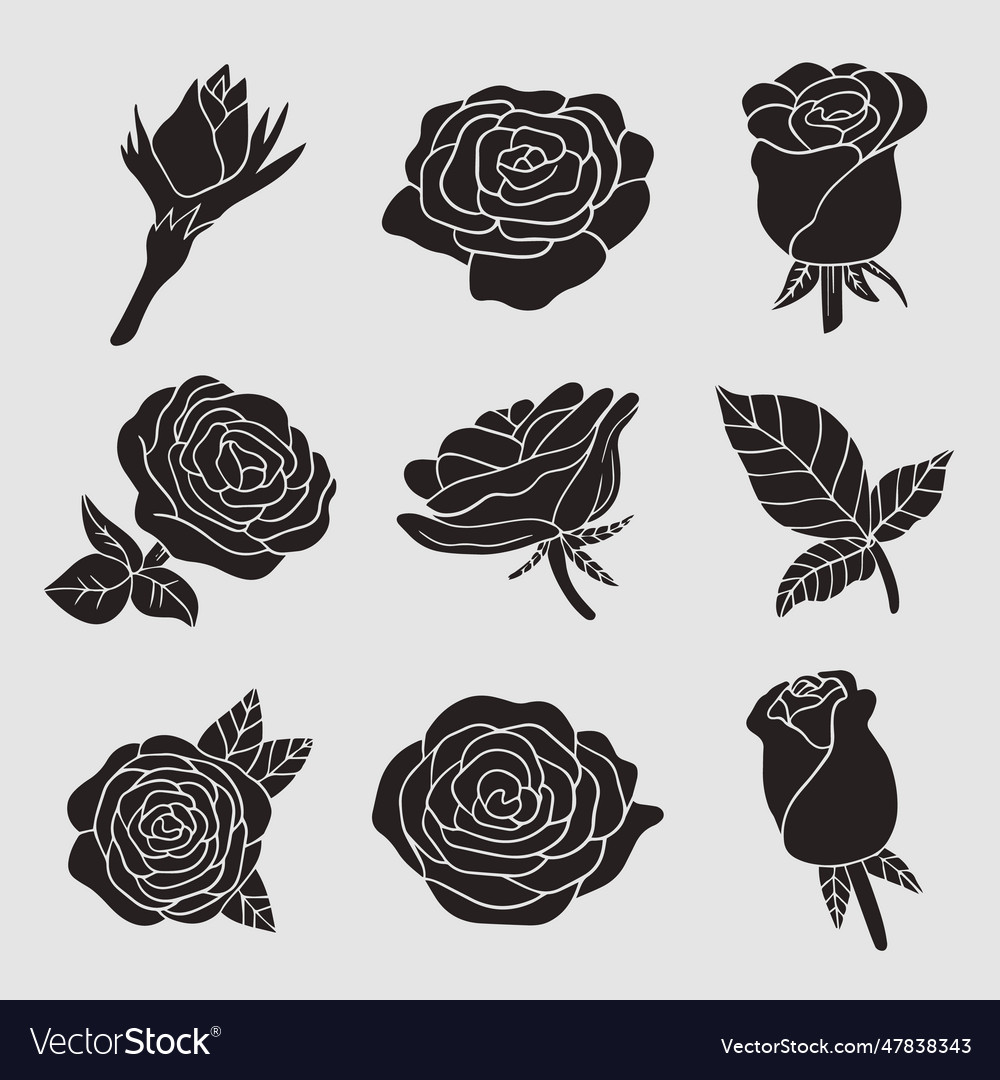 Flat design rose silhouette