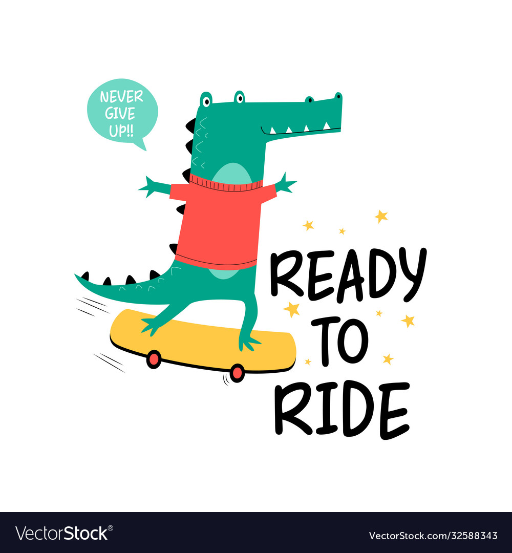 Hand drawing cute crocodile vector image Hand drawing cute crocodile