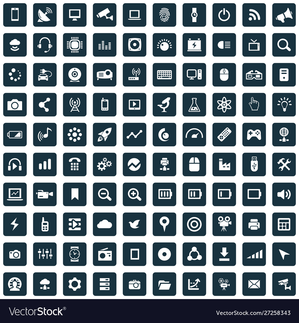 Hi-tech 100 icons universal set for web and ui