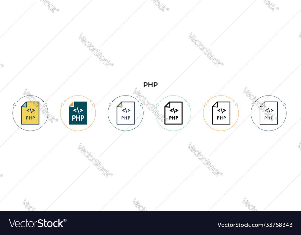 Php icon in filled thin line outline and stroke