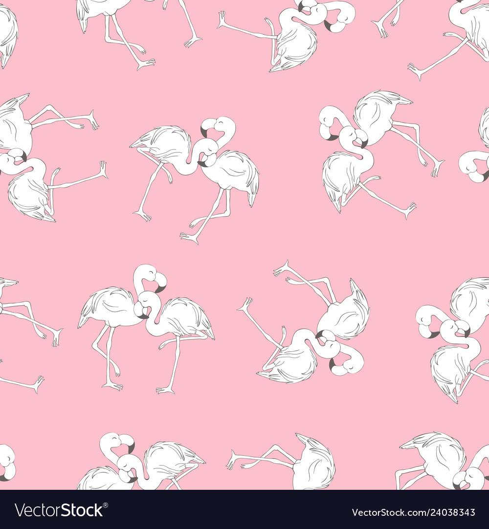 Seamless pattern with flamingos