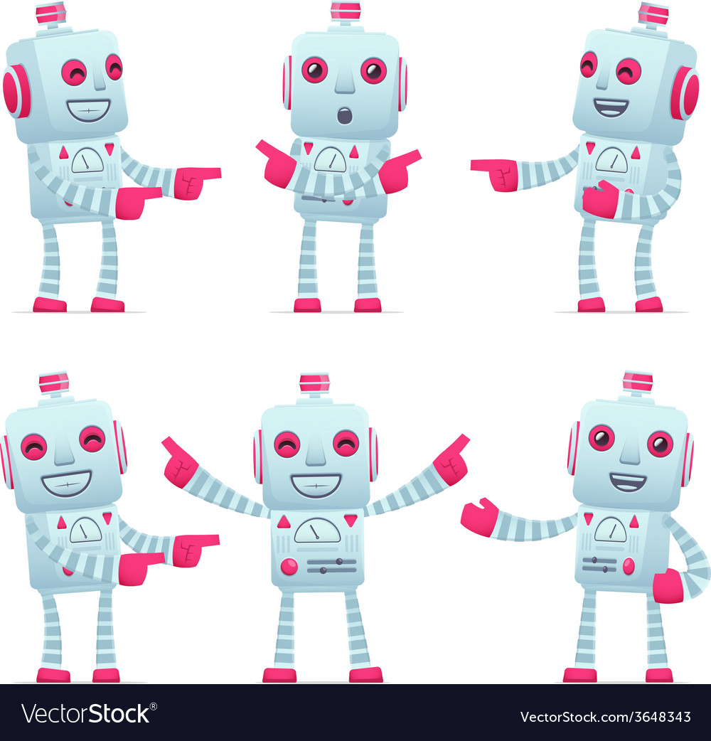 Set of robot character in different poses