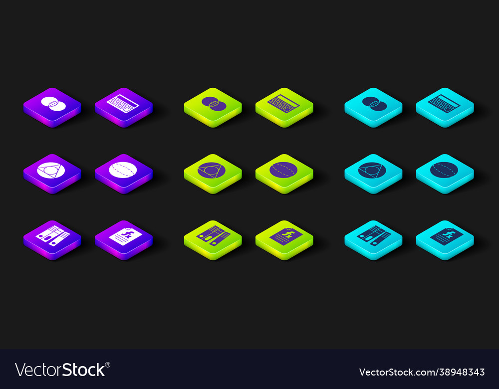 Set office folders function mathematical symbol vector image Set office folders function mathematical symbol