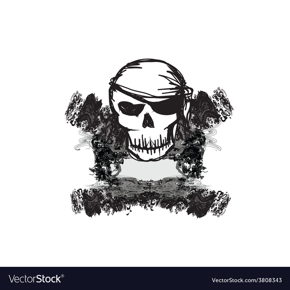 Skull pirate - retro card