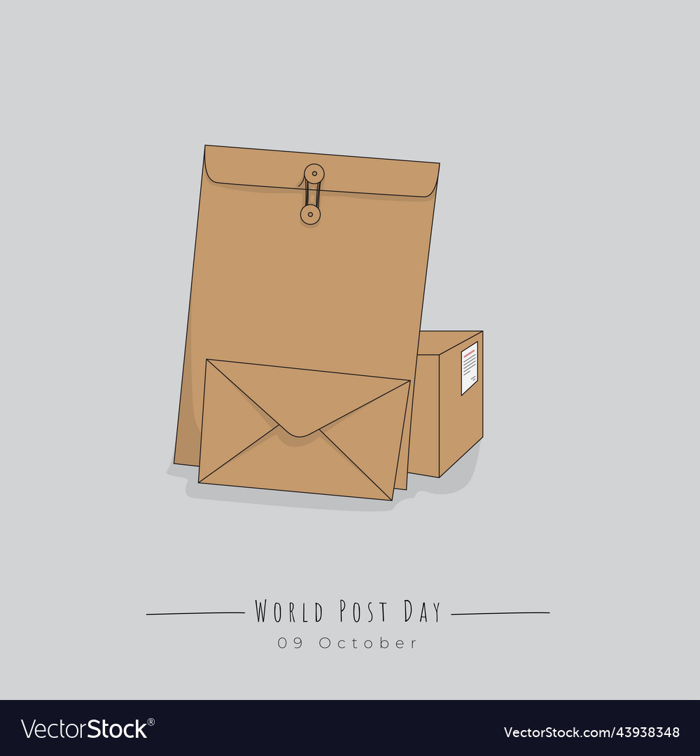 Big and little envelope with cardboard in cartoon