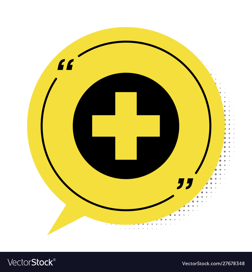 Black medical cross in circle icon isolated