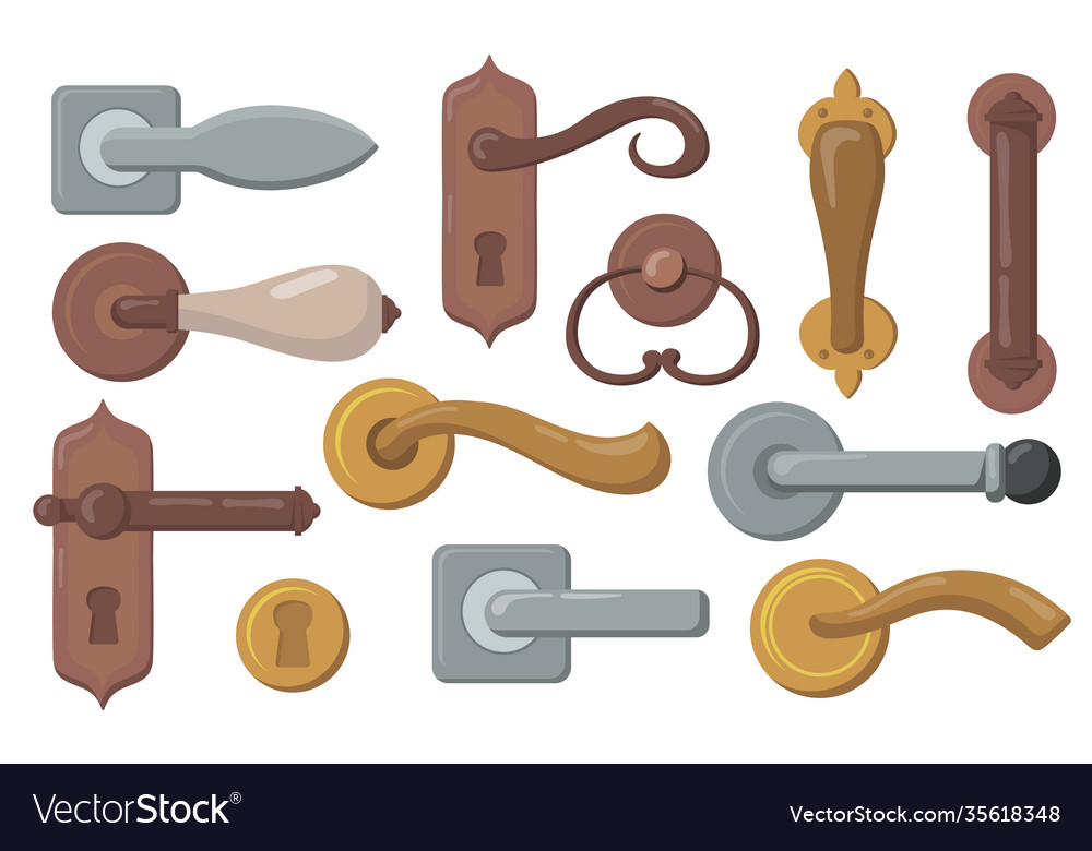 Door handles set Royalty Free Vector Image - VectorStock