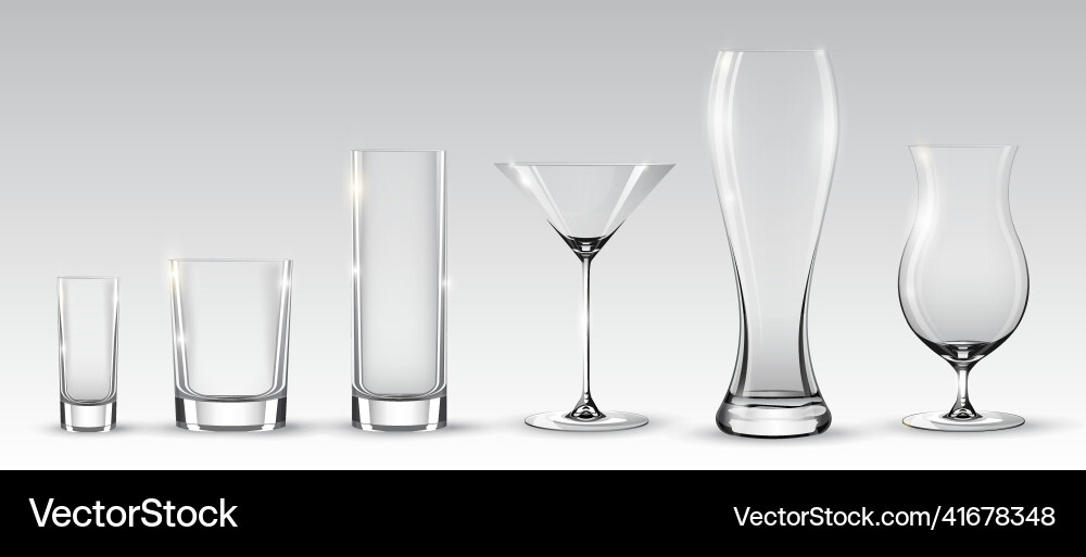 Empty wine glasses collection Royalty Free Vector Image