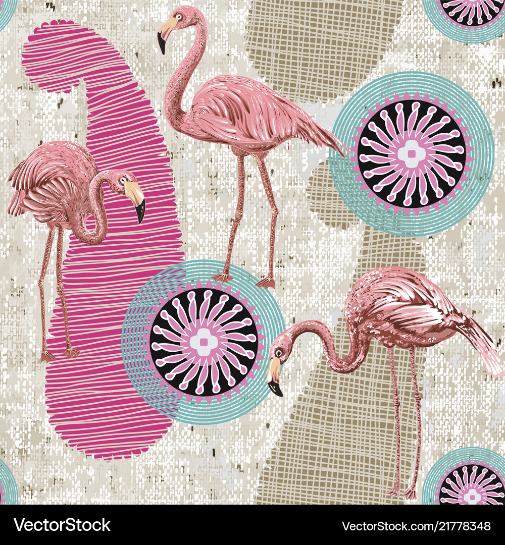 Flamingo on a pink background seamless pattern Vector Image