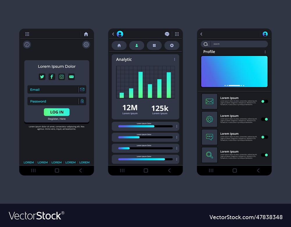 Gradient dark mode app template
