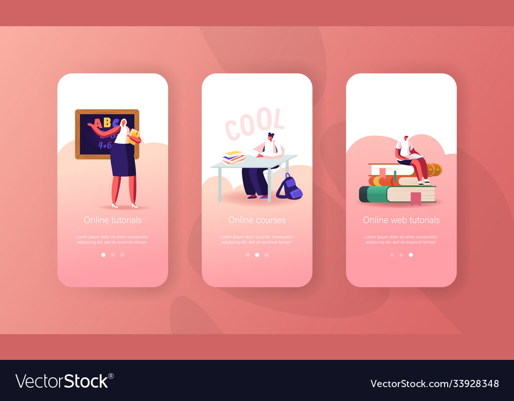 Internet tutorials and lesson mobile app page vector image Internet tutorials and lesson mobile app page