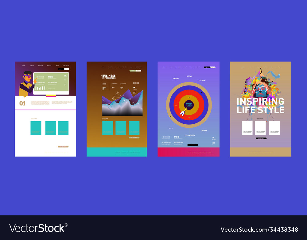 Presentation and website interface layout design Vector Image Presentation and website interface layout design