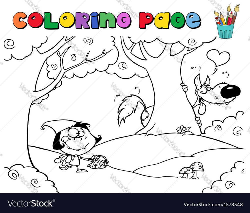 Red riding hood colouring cartoon