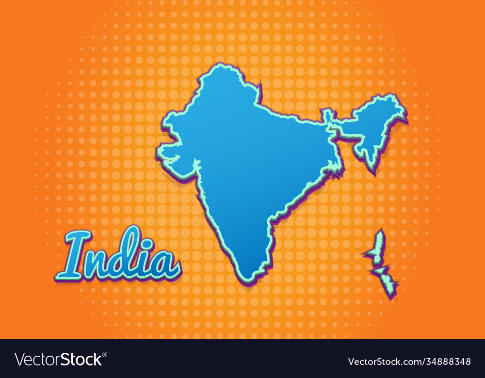 Retro-Karte india mit Halbton Hintergrund