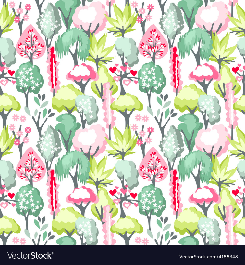 Seamless pattern with blossoming trees