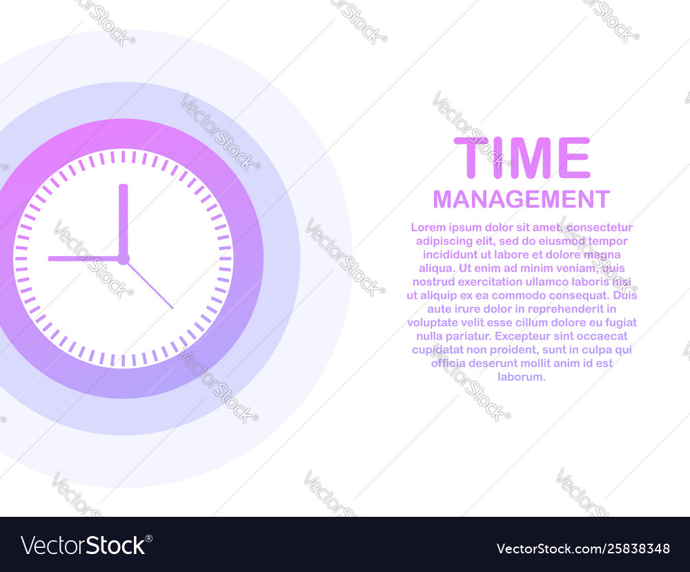 Time management banner with character and text