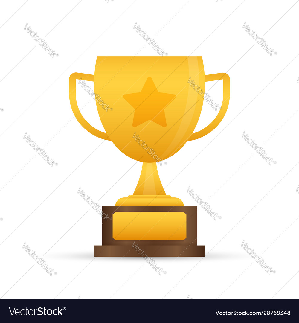 Trophy cup flat icon with star stock