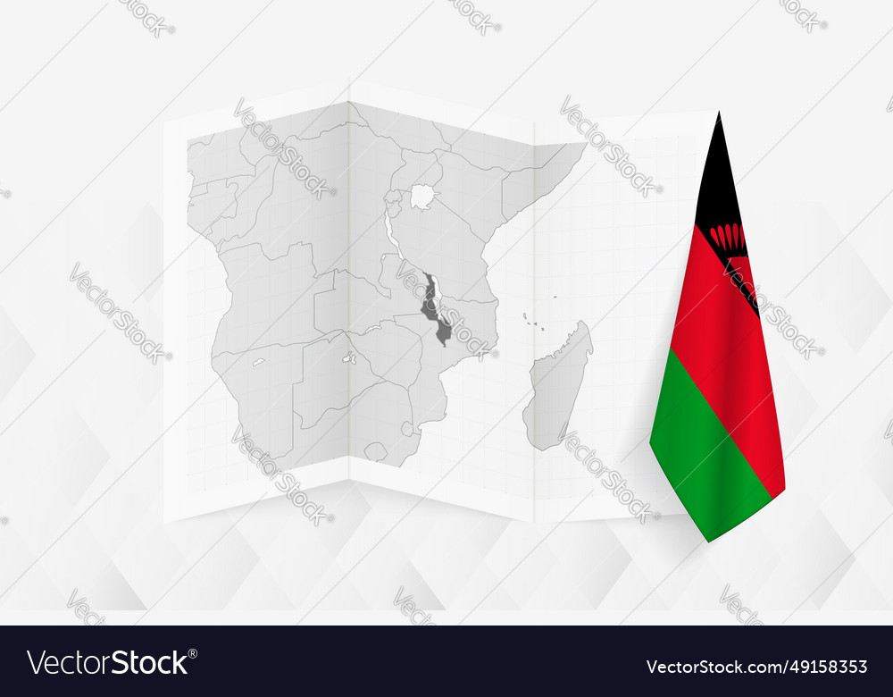 A grayscale map of malawi with hanging malawian Vector Image