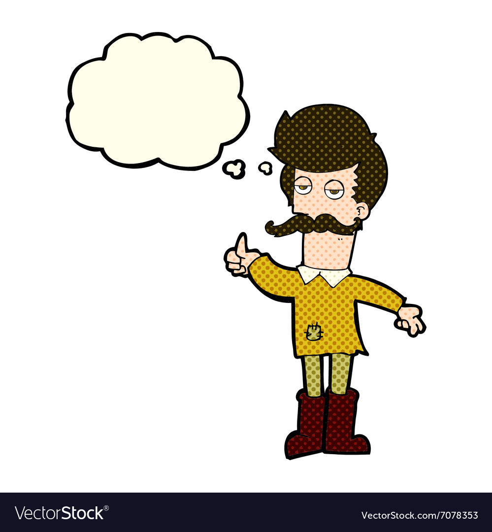 Cartoon old man in poor clothes with thought Vector Image Cartoon old man in poor clothes with thought Vector Image