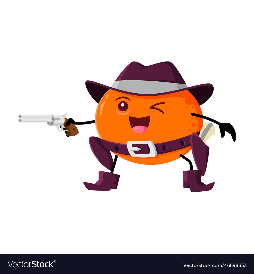 Cartoon orange fruit cowboy or ranger citrus