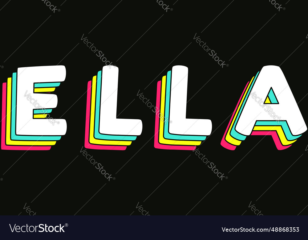 Ella - retro rainbow typography faded style Vector Image