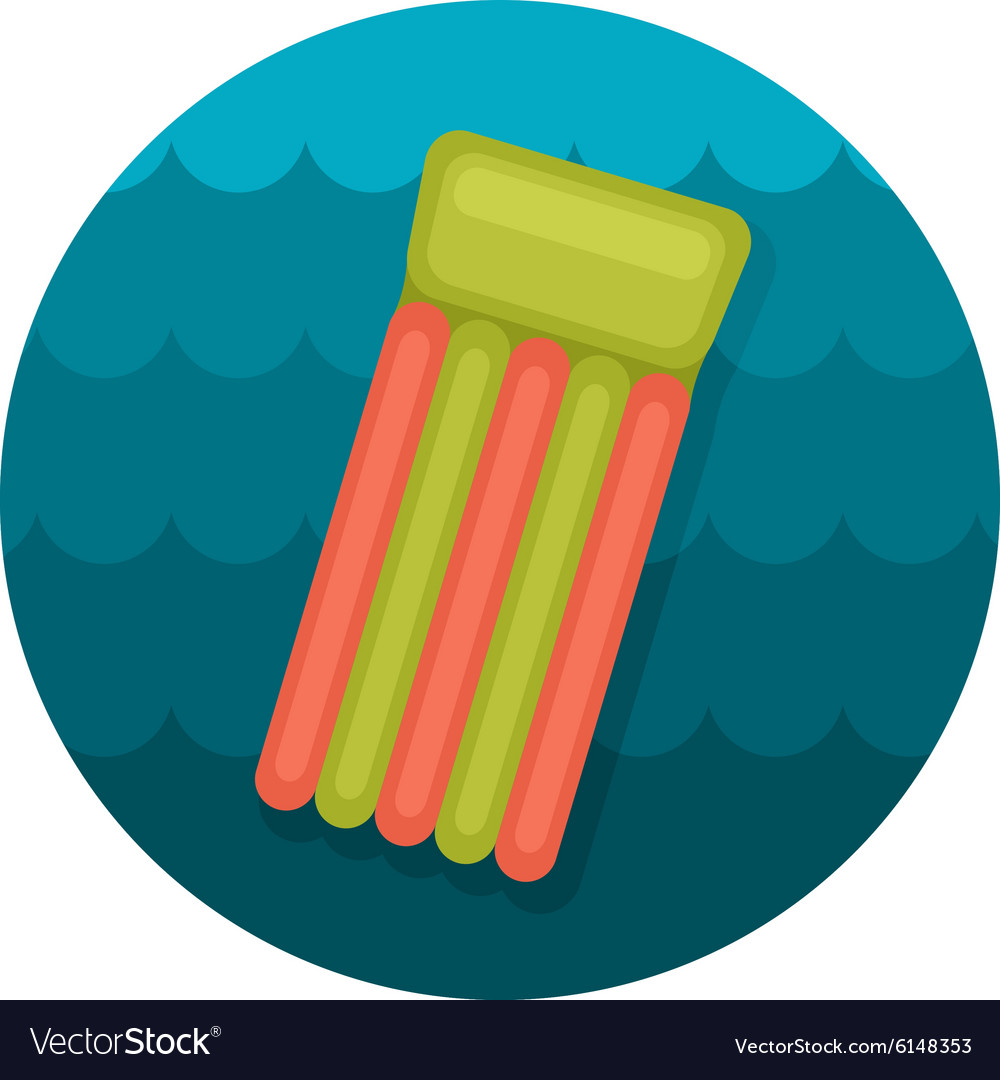 Floating mattress on beach flat icon