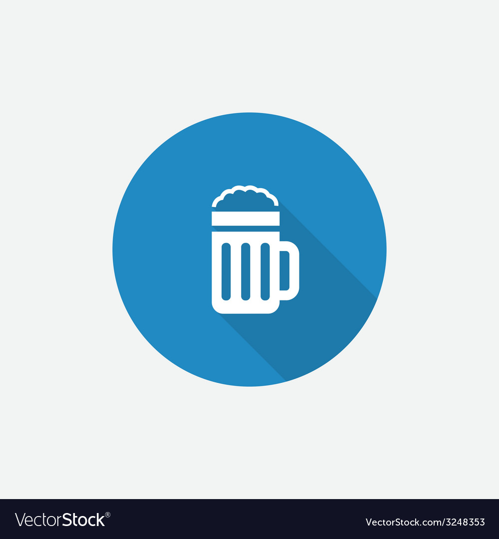 Glass of beer flat blue simple icon with long