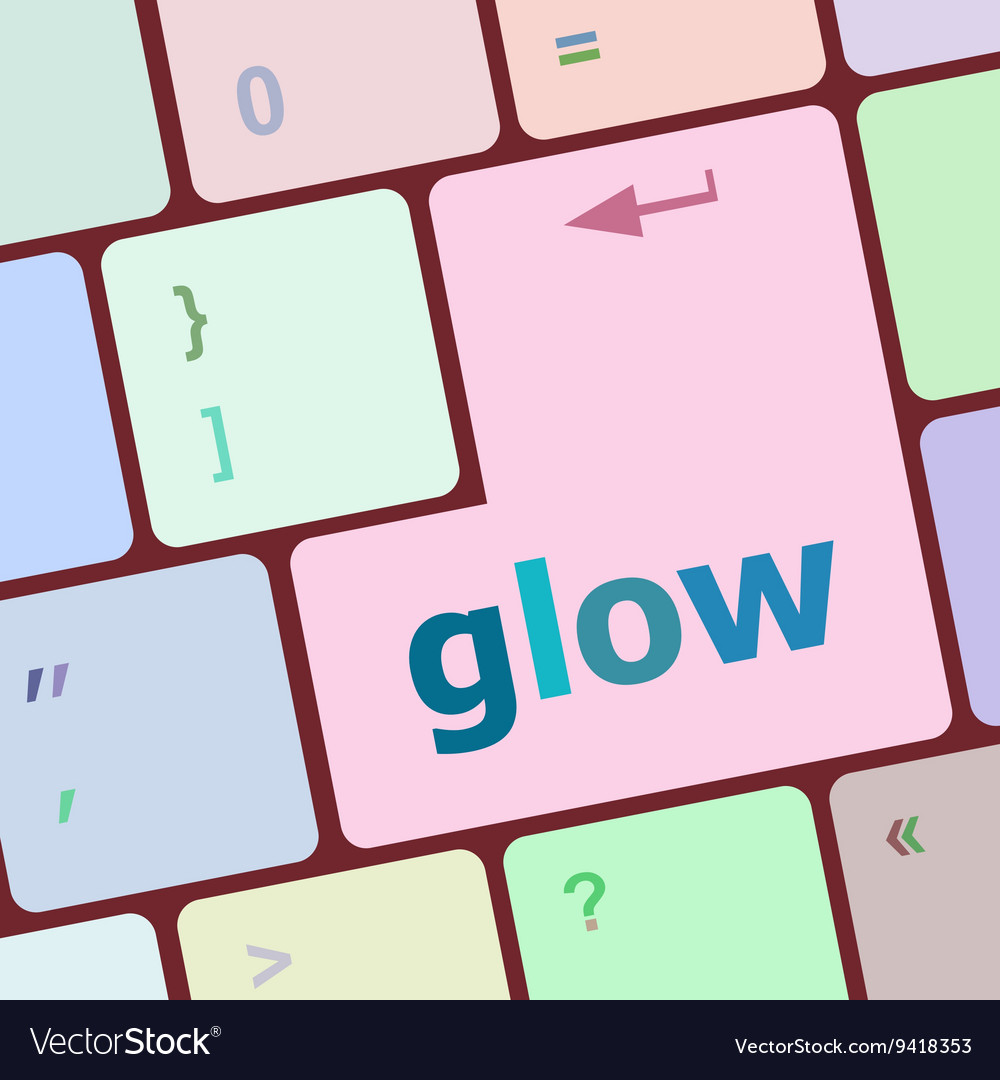 Glow word on keyboard key notebook computer