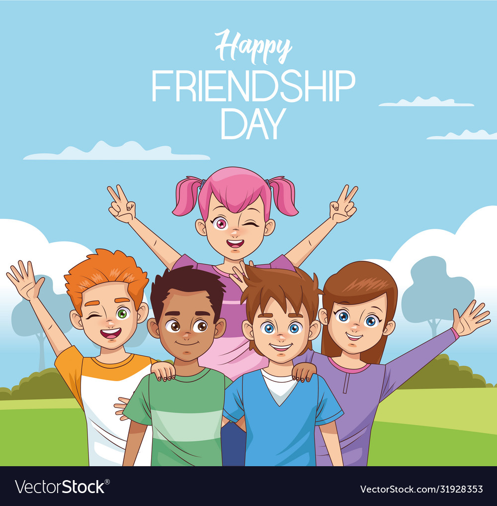 Happy friendship day celebration with group