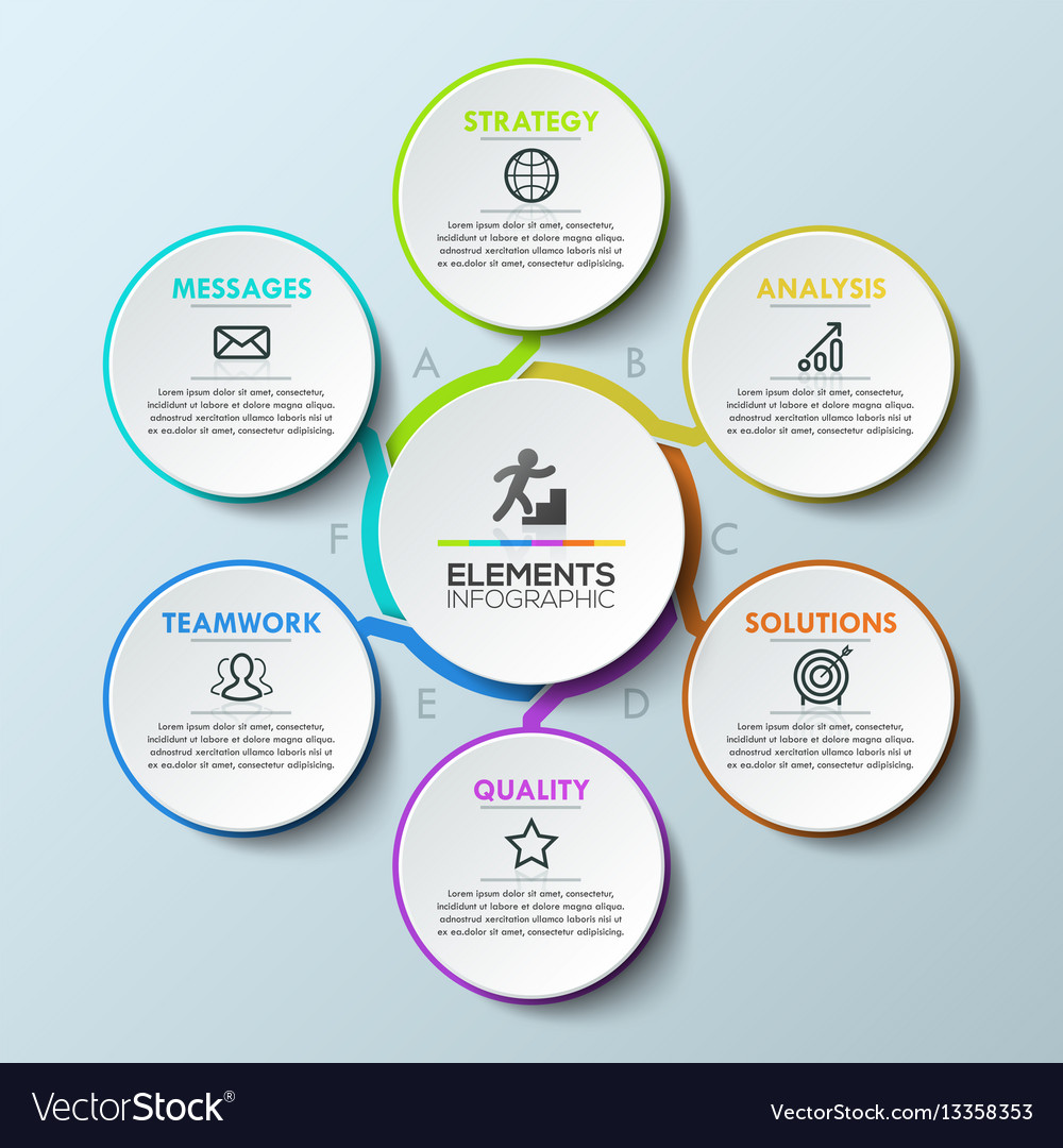 infographic design template circular chart with 6 vector image