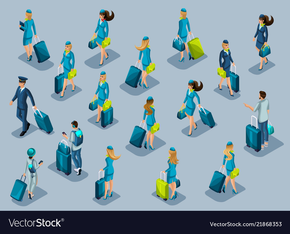 Isometry of passengers flight attendants pilots