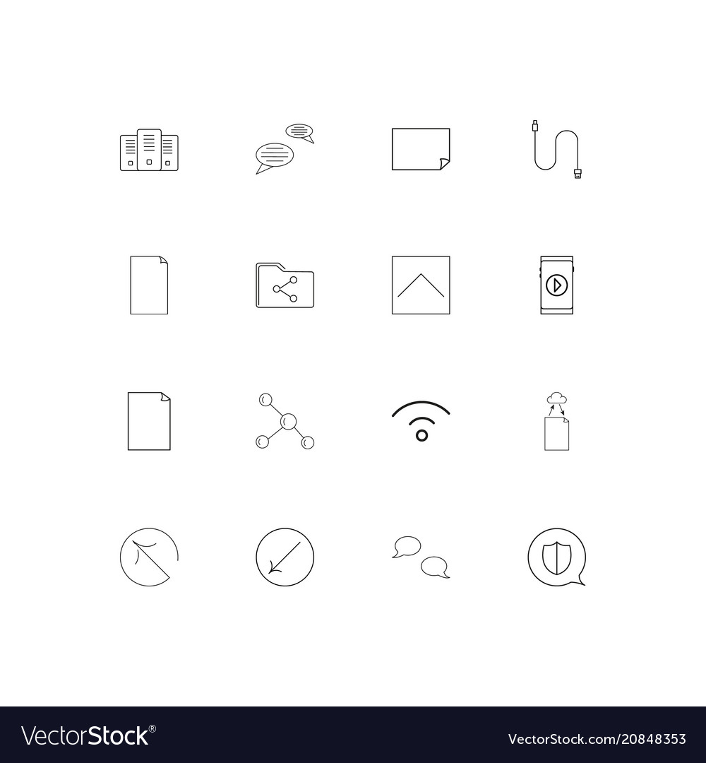 Network and database linear thin icons set