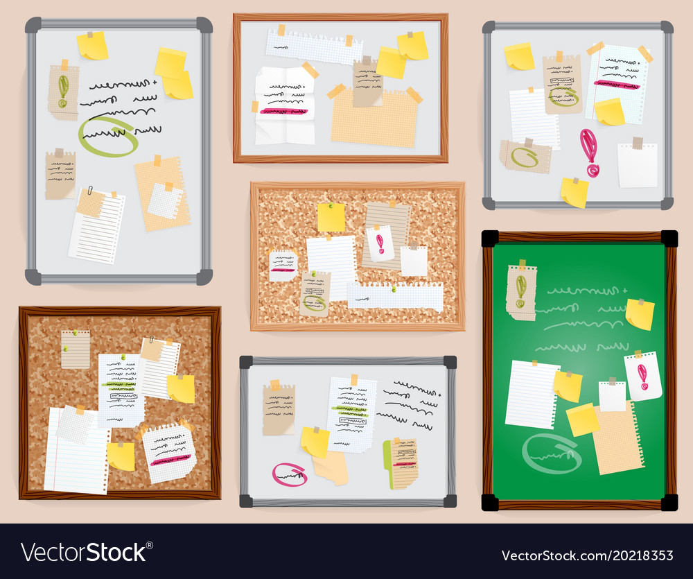 Office Wall Board Pined Stickers To Do Royalty Free Vector Office Wall Board Pined Stickers To Do Vector Image