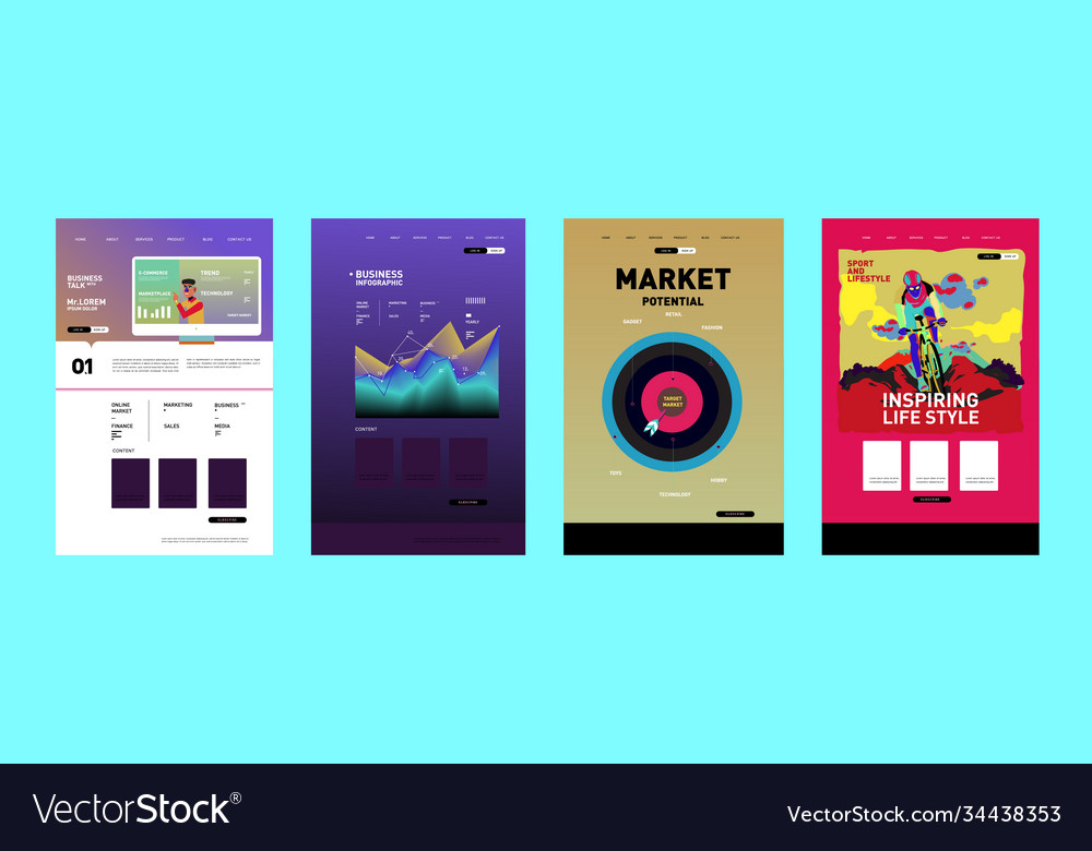 Presentation and website interface layout design Vector Image Presentation and website interface layout design