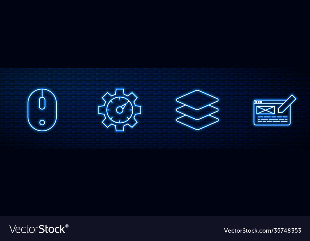 Set line layers computer mouse website statistic vector image Set line layers computer mouse website statistic