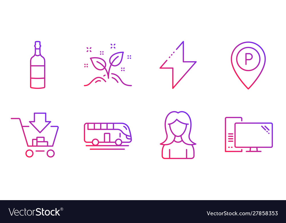 Shopping parking and bus tour icons set energy Vector Image Shopping parking and bus tour icons set energy