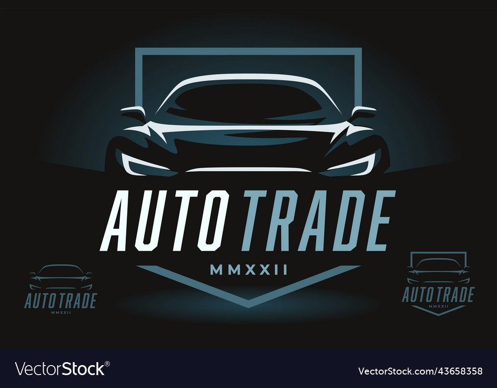 Auto trade car dealer logo emblem Royalty Free Vector Image
