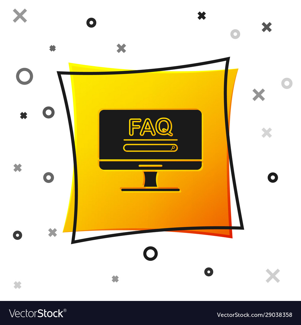 Black computer monitor with text faq information vector image Black computer monitor with text faq information
