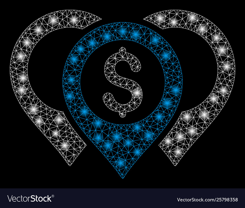Bright mesh 2d dollar map pointers with flare Vector Image Bright mesh 2d dollar map pointers with flare