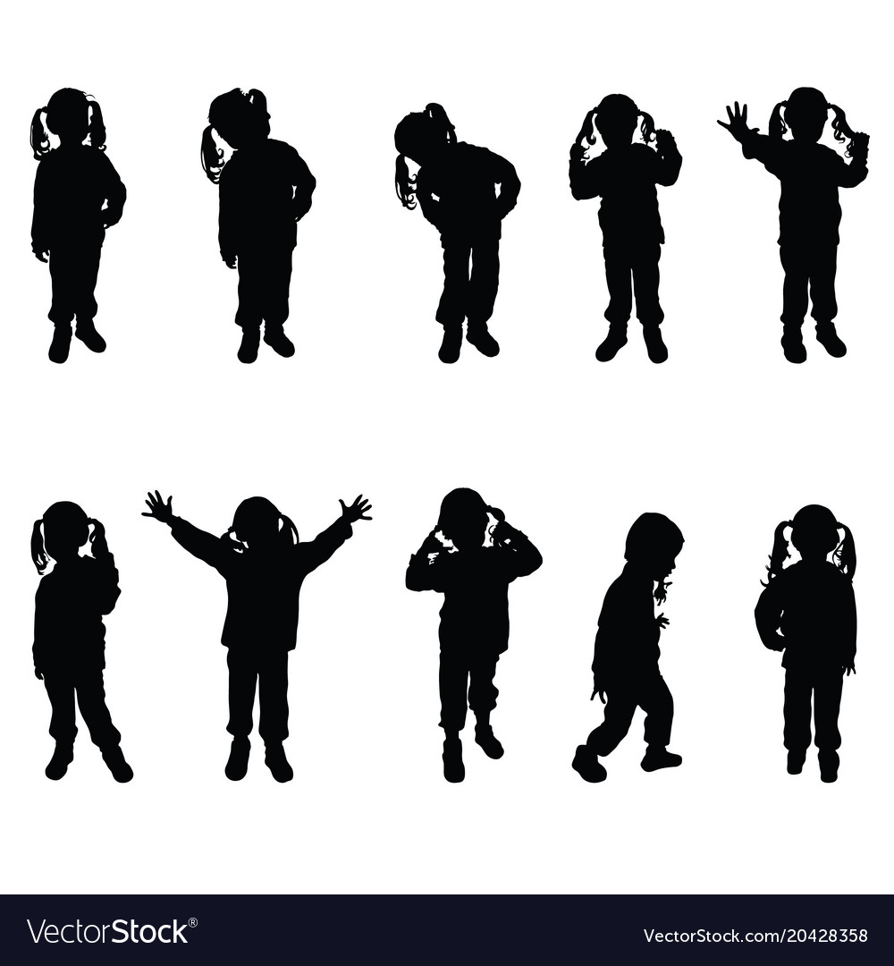 Child posing with cute hairstyle silhouette