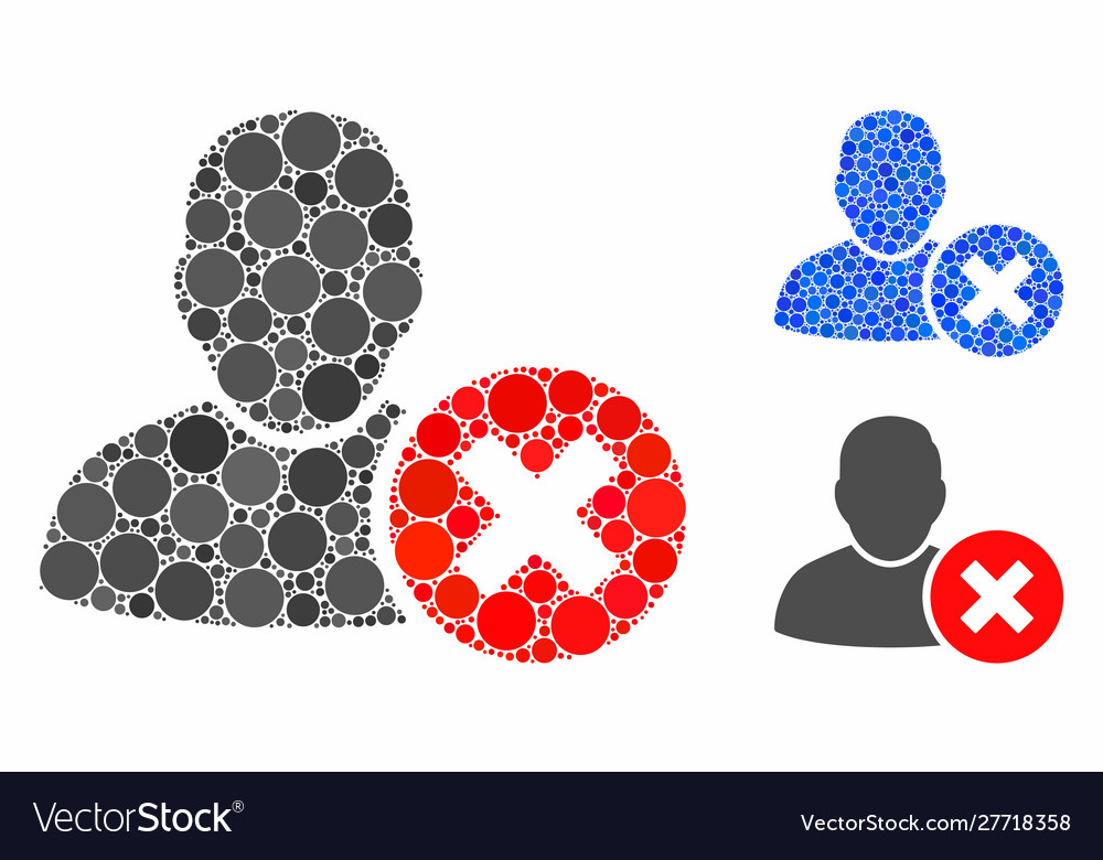 Delete user mosaic icon circles vector image Delete user mosaic icon circles