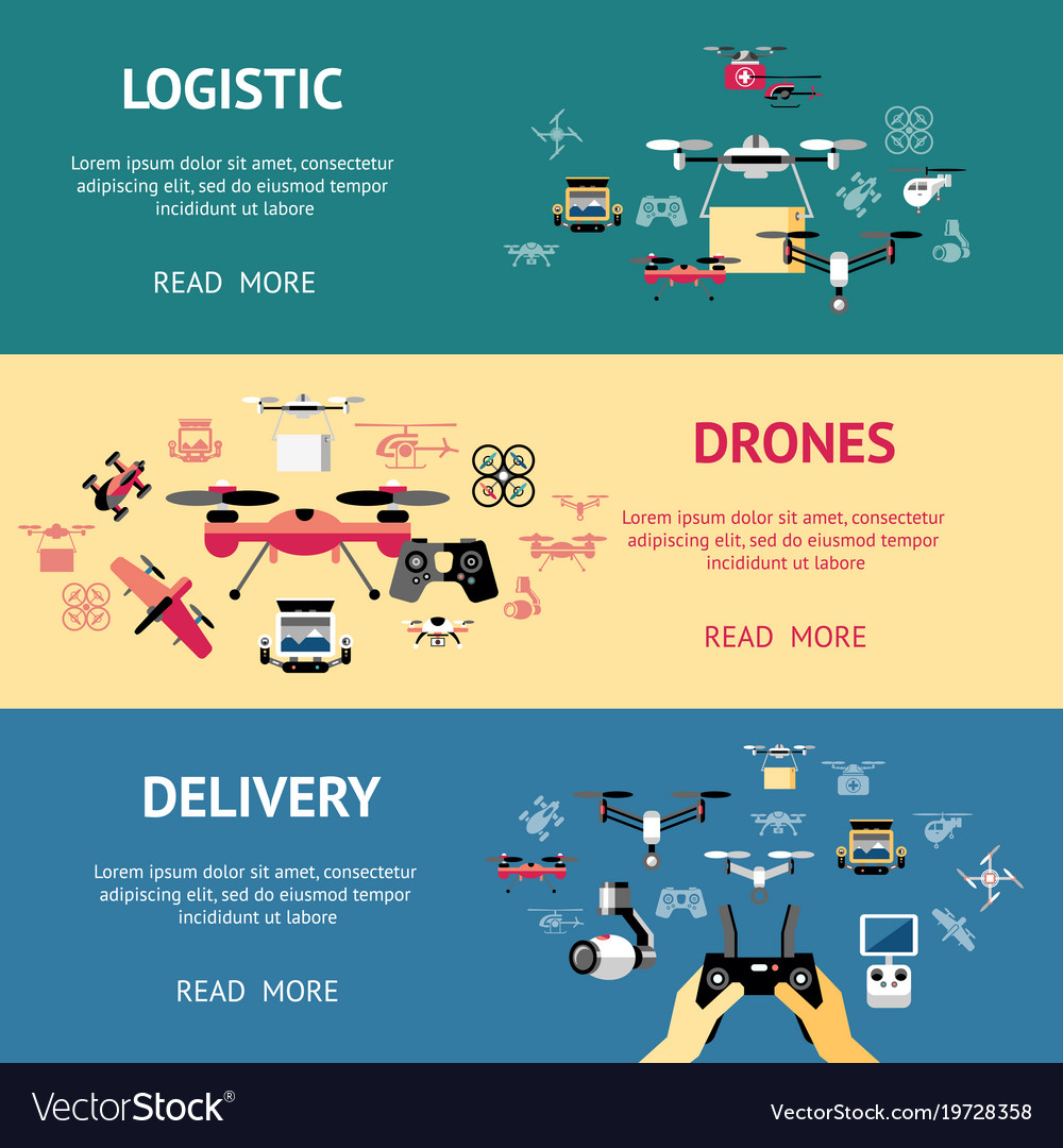 Digital flying drone objects color