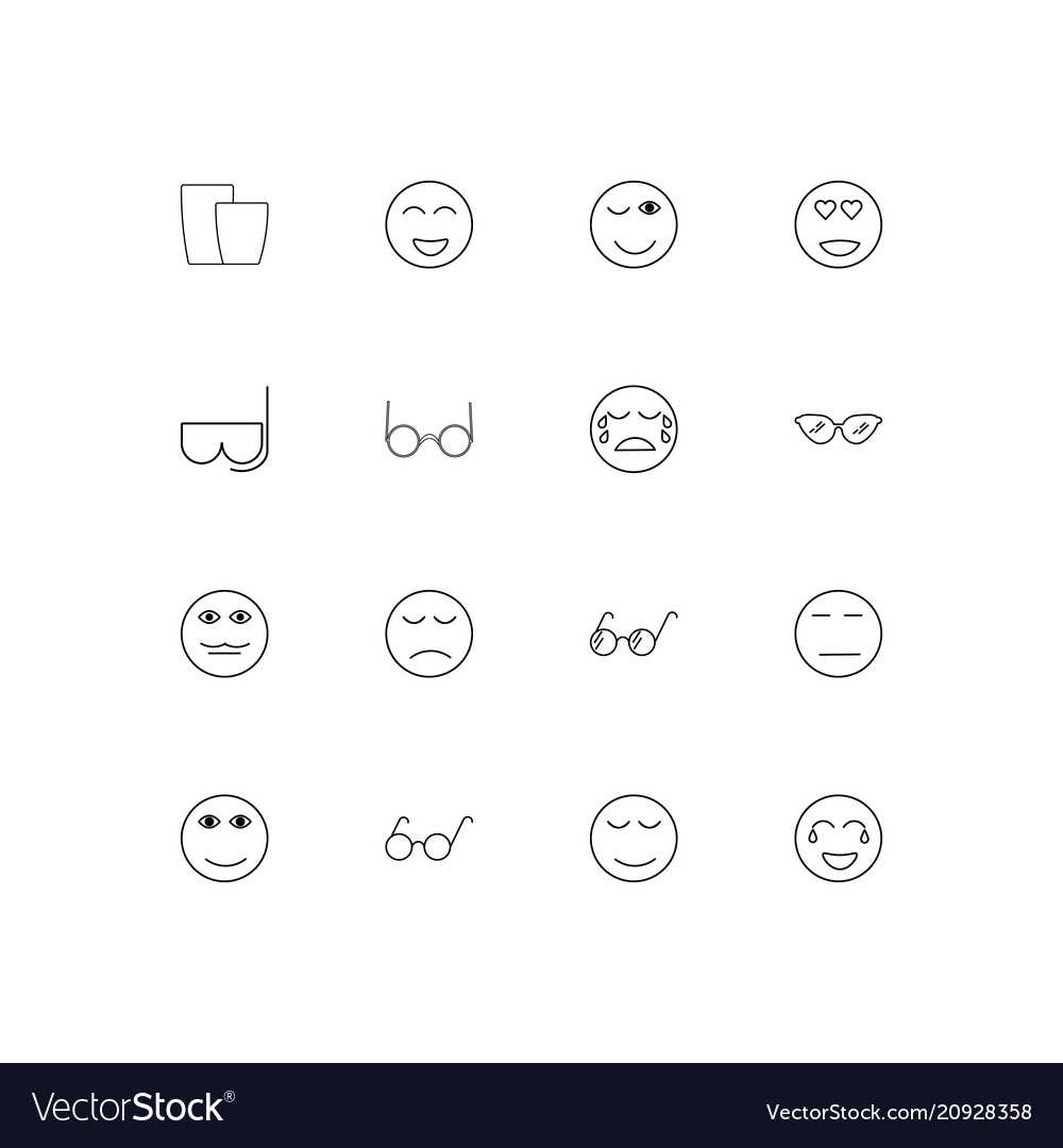 Emoticons linear thin icons set outlined simple