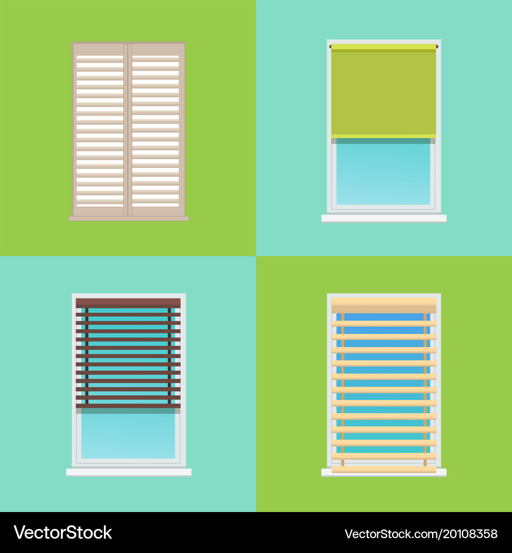 Four patterns of various multicolored jalousies Vector Image