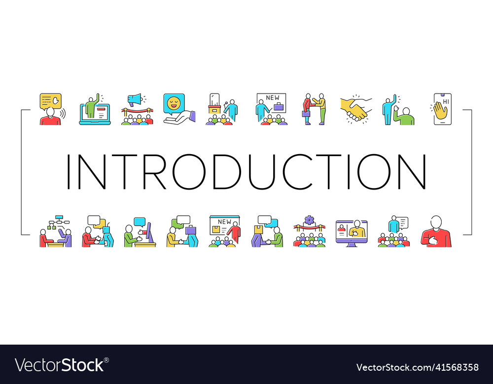Introduction speech collection icons set