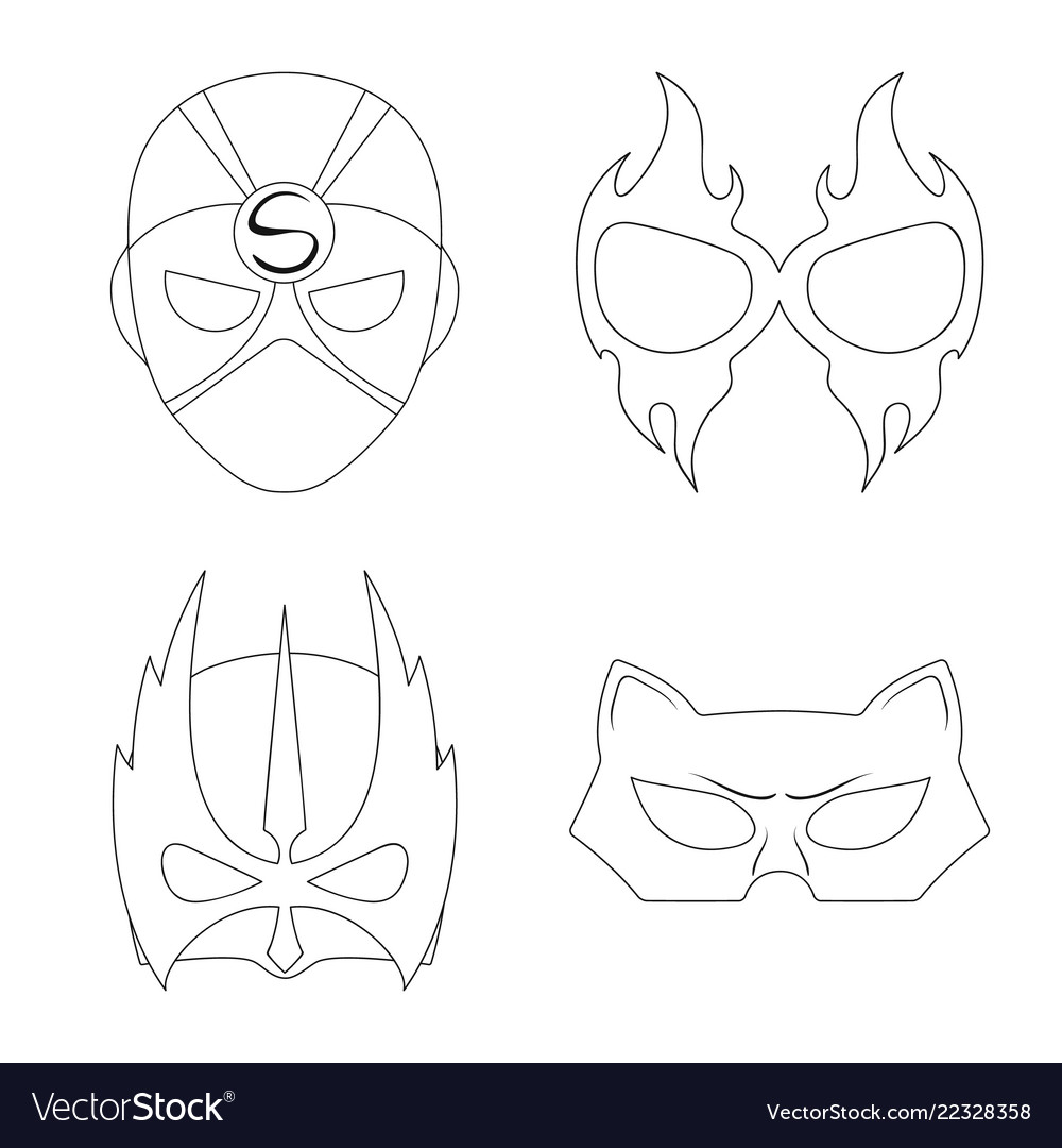 Isolated object of hero and mask sign collection