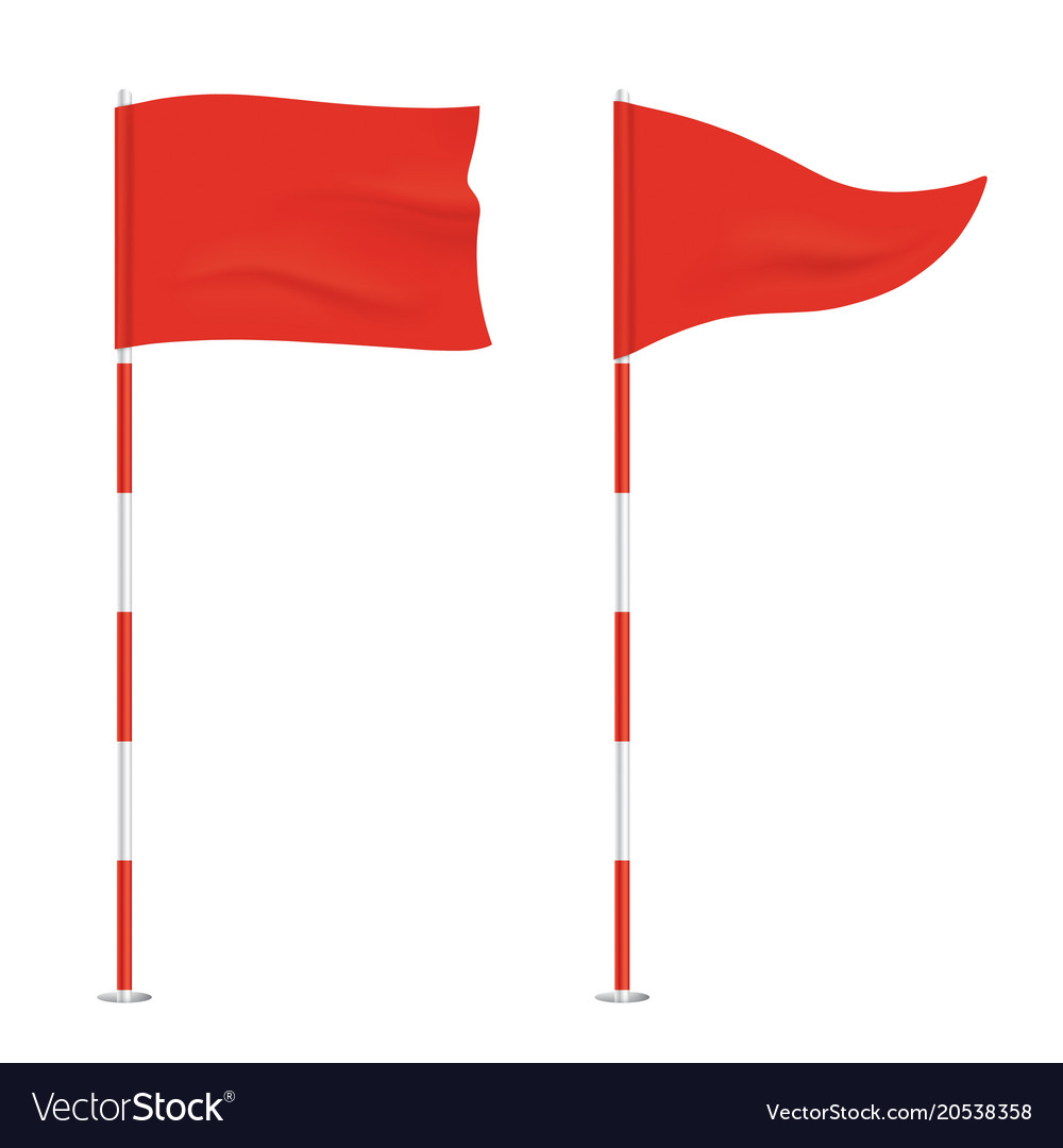 Isolated Red Golf Flags
