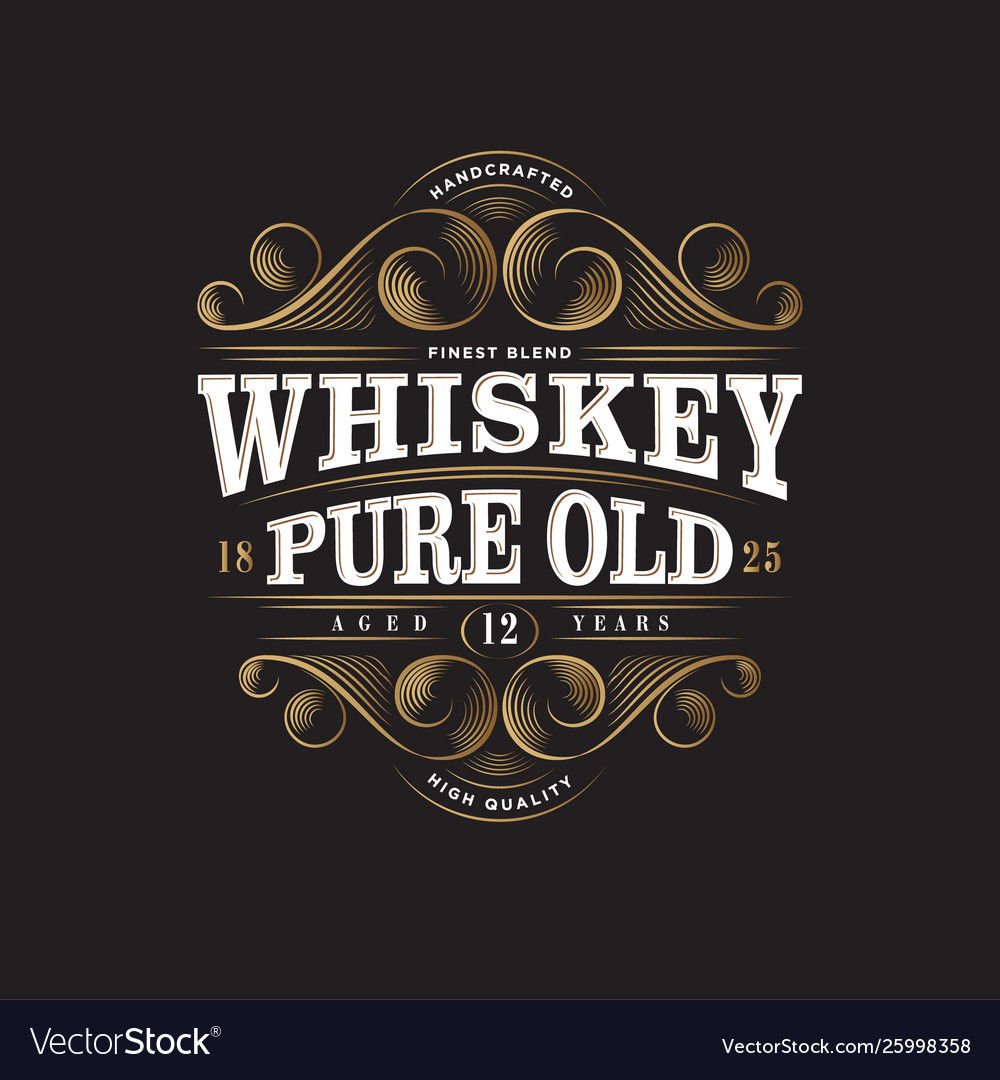 Logo whiskey pure old label packaging premium Vector Image