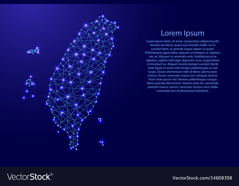 Map of taiwan from polygonal blue lines