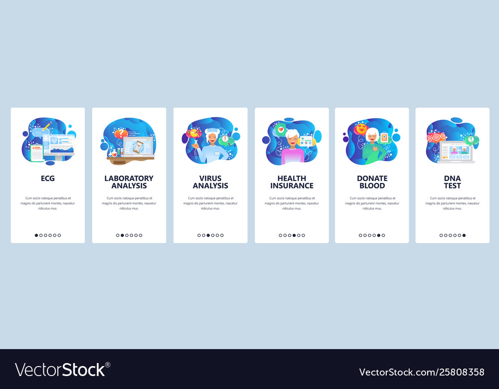 Mobile App Onboarding Screens Hospital Lab Vector Image